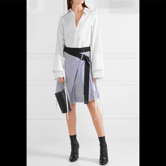 Rag & Bone Lenna Striped Cotton Silk Wrap Skirt 00 - Picture 2 of 12